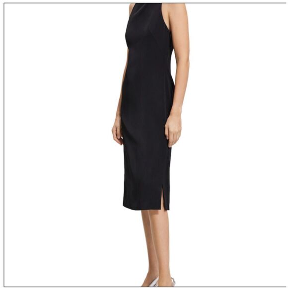 Theory X Back Midi Dress Size 0 Black Fluid Ottoman Womens MSRP $375 - Picture 1 of 9
